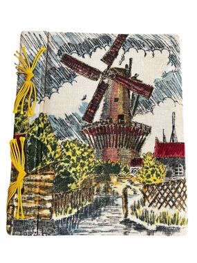 VINTAGE Japanese Windmill Tapestry Cover Photo Album Scrapbook